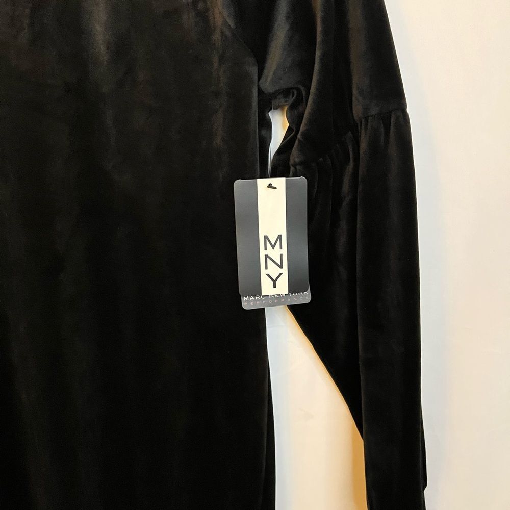 Marc New York Performance Black Velvet Puff Sleeve Shift Shirt Dress size M Chic - Picture 8 of 8